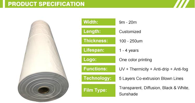 Specification of the greenhouse film